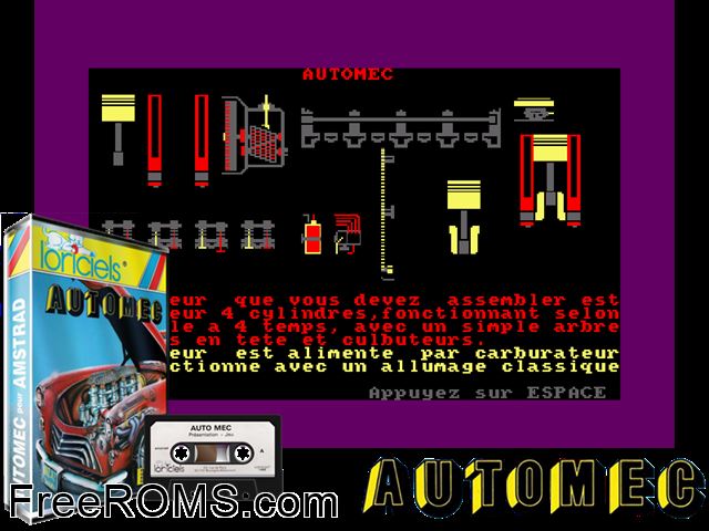 ZZZ_UNK_AUTOMEC Amstrad CPC game showing 3D box cover and gameplay screenshot