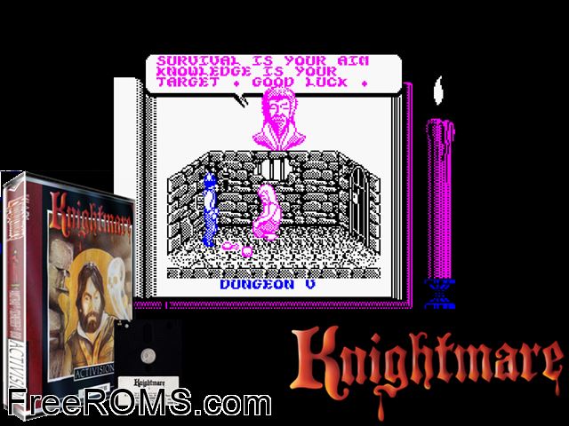 ZZZ_UNK_knigmare Amstrad CPC game showing 3D box cover and gameplay screenshot