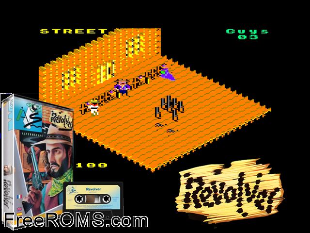 ZZZ_UNK_revolver Amstrad CPC game showing 3D box cover and gameplay screenshot