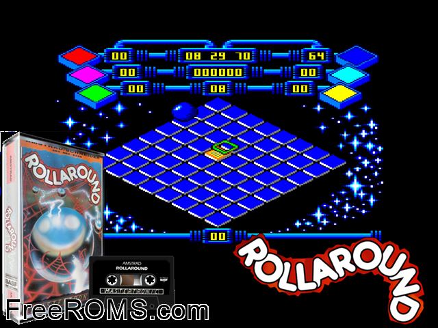 ZZZ_UNK_rollarnd Amstrad CPC game showing 3D box cover and gameplay screenshot