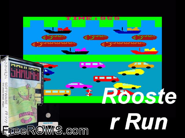 ZZZ_UNK_roostrun Amstrad CPC game showing 3D box cover and gameplay screenshot