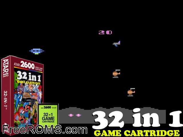 32 in 1 Atari game showing 3D box cover and gameplay screenshot