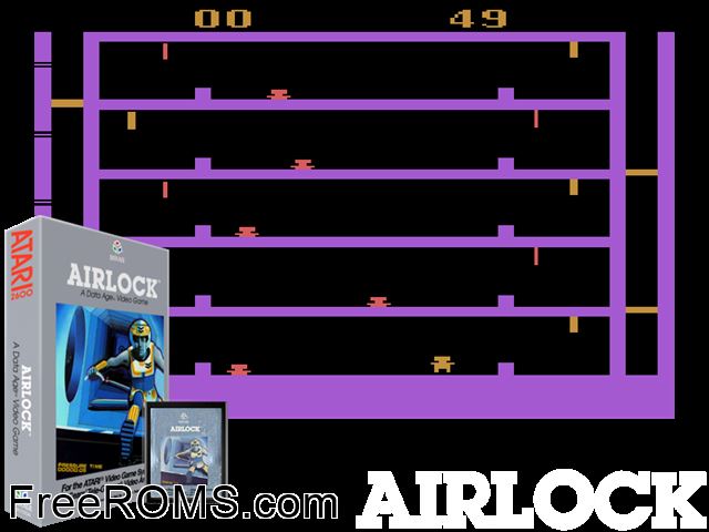 Airlock Atari game showing 3D box cover and gameplay screenshot