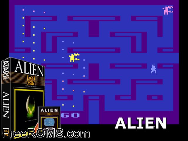 Alien Atari game showing 3D box cover and gameplay screenshot