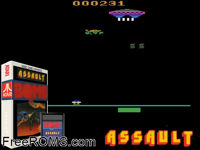 Assault Atari game showing 3D box cover and gameplay screenshot