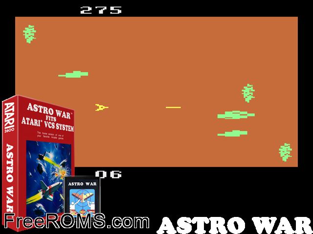 Astro War Atari game showing 3D box cover and gameplay screenshot