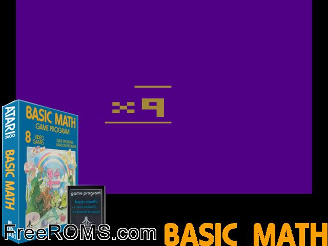 Basic Math Atari game showing 3D box cover and gameplay screenshot