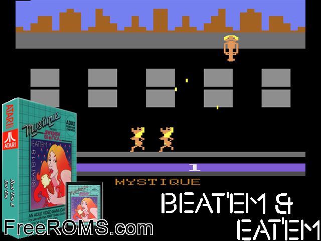 Beat 'Em and Eat 'Em Atari game showing 3D box cover and gameplay screenshot