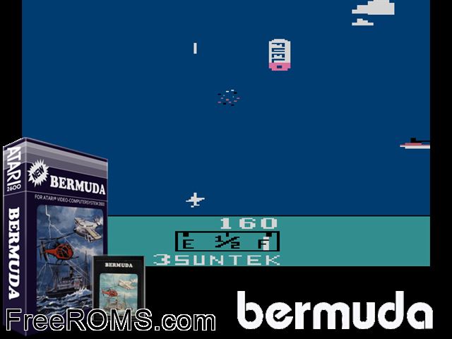 Bermuda Atari game showing 3D box cover and gameplay screenshot