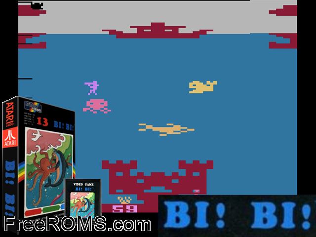 Bi! Bi! Atari game showing 3D box cover and gameplay screenshot