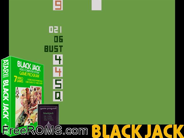 Blackjack Atari game showing 3D box cover and gameplay screenshot