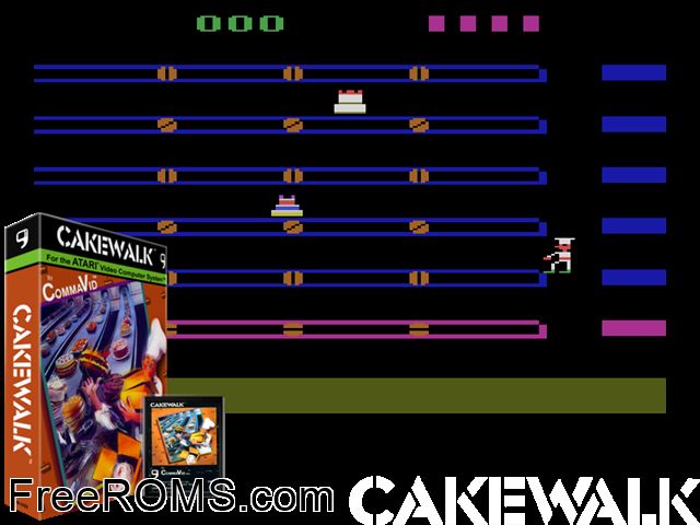 Cakewalk Atari game showing 3D box cover and gameplay screenshot
