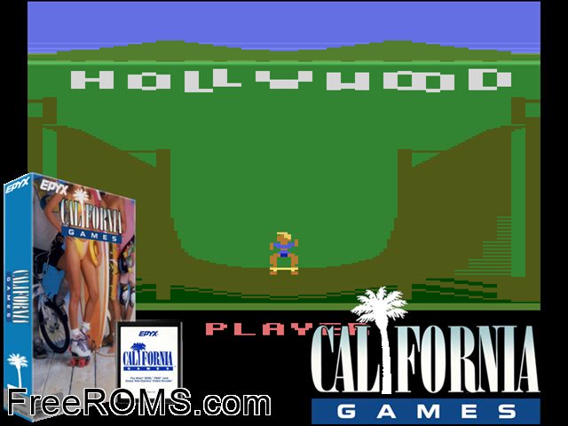 California Games Atari game showing 3D box cover and gameplay screenshot