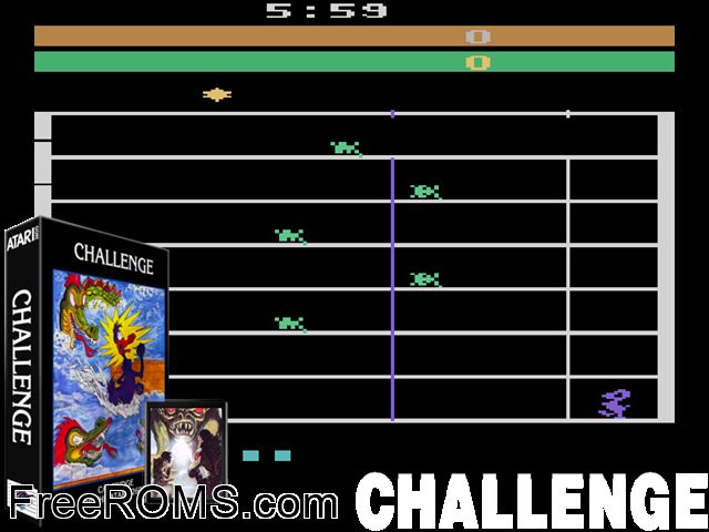 Challenge Atari game showing 3D box cover and gameplay screenshot