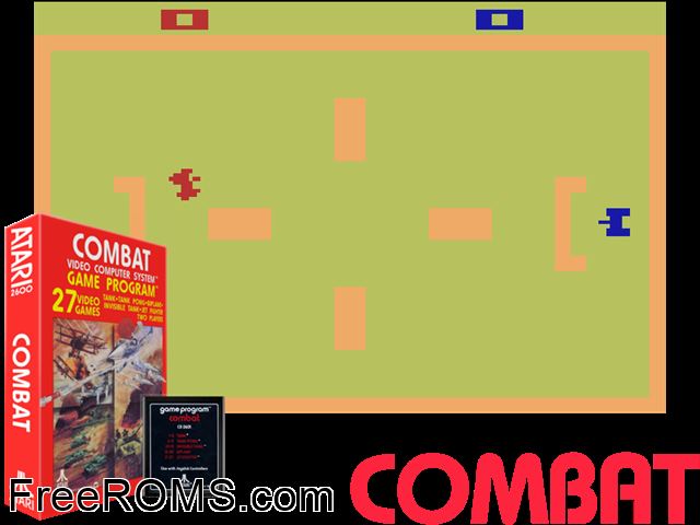 Combat Atari game showing 3D box cover and gameplay screenshot