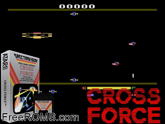 Cross Force Atari game showing 3D box cover and gameplay screenshot