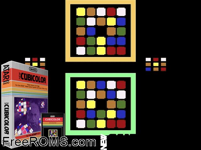 Cubicolor Atari game showing 3D box cover and gameplay screenshot