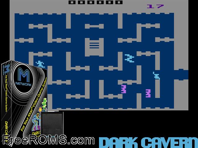 Dark Cavern Atari game showing 3D box cover and gameplay screenshot