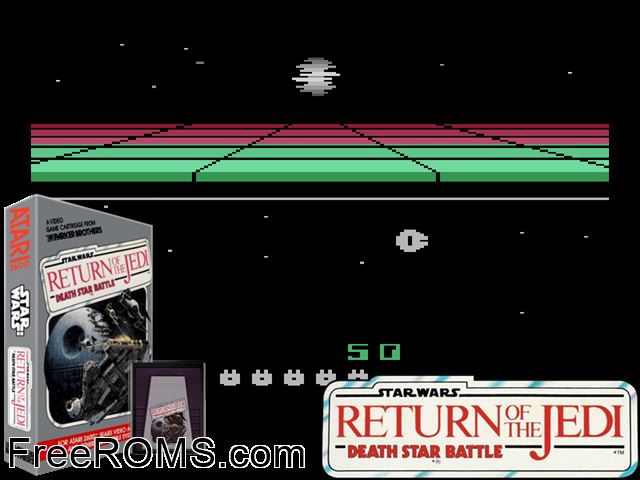 Star Wars: Return of the Jedi Atari game showing 3D box cover and gameplay screenshot