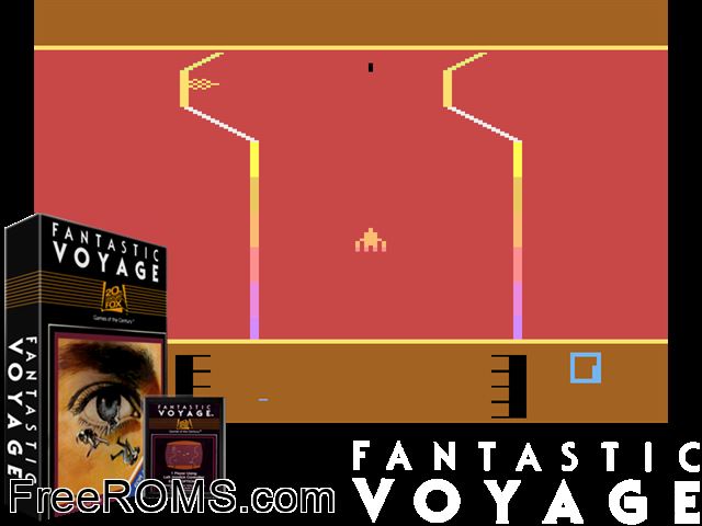Fantastic Voyage Atari game showing 3D box cover and gameplay screenshot