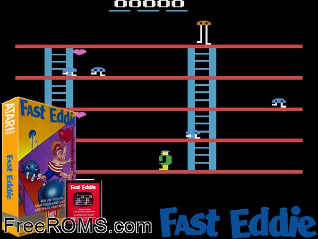 Fast Eddie Atari game showing 3D box cover and gameplay screenshot