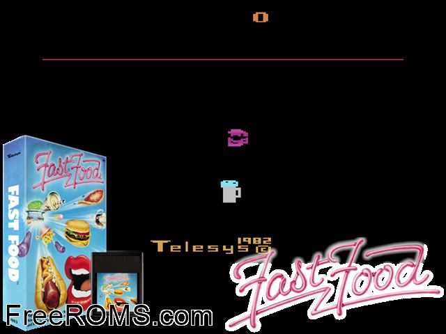 Fast Food Atari game showing 3D box cover and gameplay screenshot