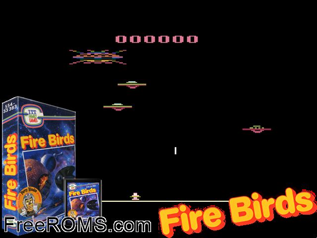 Fire Birds Atari game showing 3D box cover and gameplay screenshot
