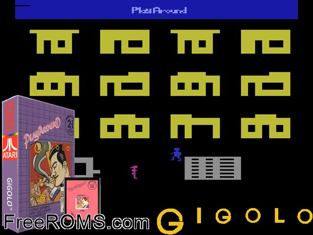 Gigilo Atari game showing 3D box cover and gameplay screenshot
