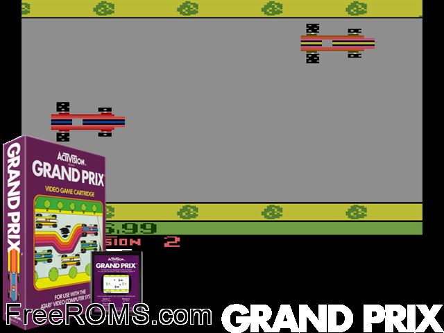 Grand Prix Atari game showing 3D box cover and gameplay screenshot