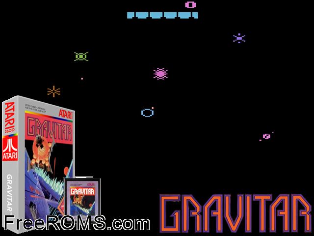 Gravitar Atari game showing 3D box cover and gameplay screenshot