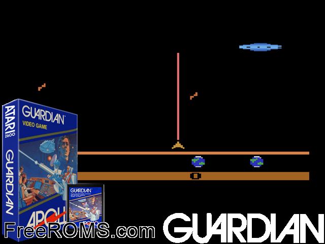 Guardian Atari game showing 3D box cover and gameplay screenshot