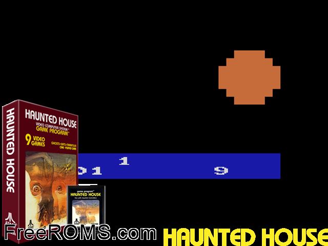 Haunted House Atari game showing 3D box cover and gameplay screenshot