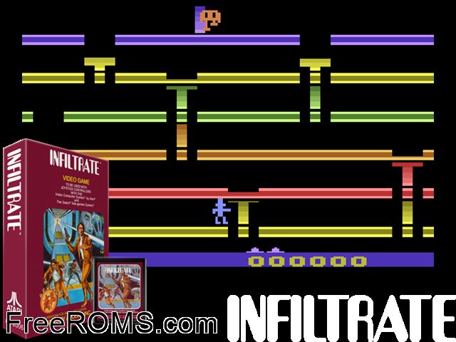 Infiltrate Atari game showing 3D box cover and gameplay screenshot