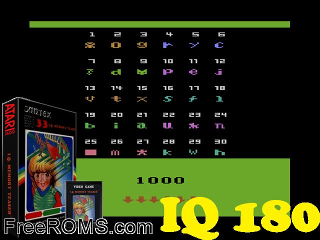 IQ 180 Atari game showing 3D box cover and gameplay screenshot