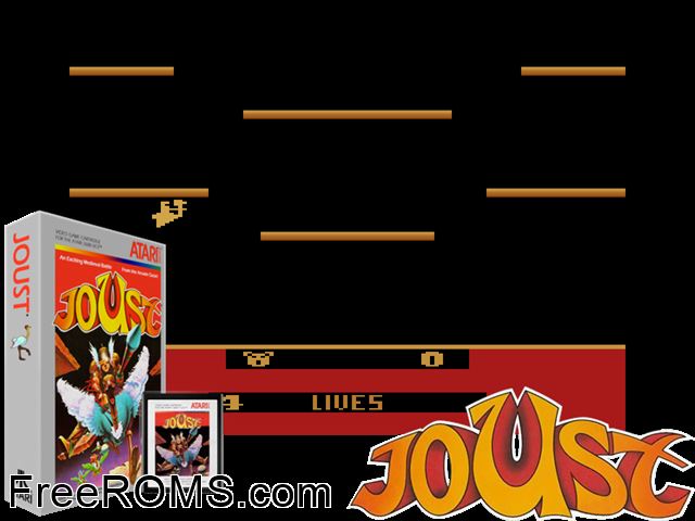 Joust Atari game showing 3D box cover and gameplay screenshot