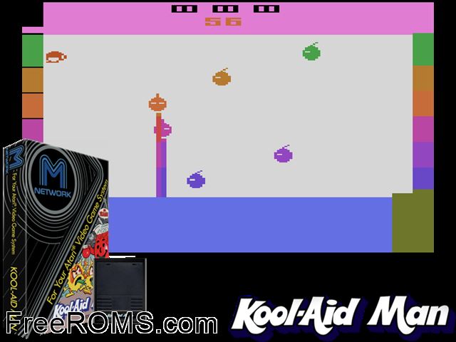 Kool-Aid Man Atari game showing 3D box cover and gameplay screenshot