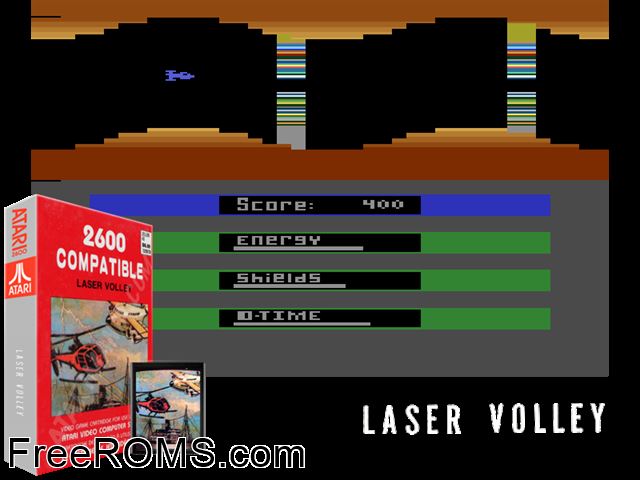 Laser Gates Atari game showing 3D box cover and gameplay screenshot