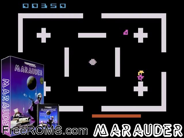 Marauder Atari game showing 3D box cover and gameplay screenshot