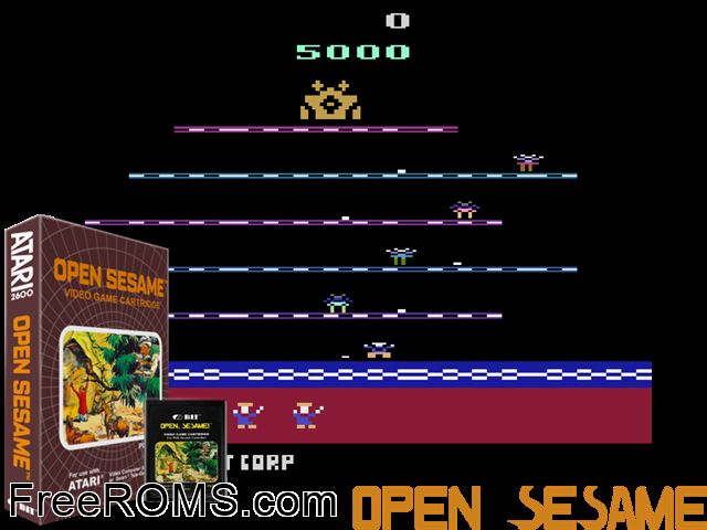 Open Sesame Atari game showing 3D box cover and gameplay screenshot