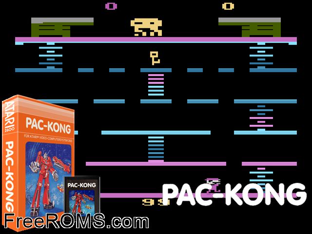 Pac-Kong Atari game showing 3D box cover and gameplay screenshot