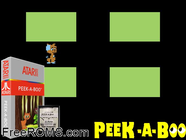 Peek-A-Boo Atari game showing 3D box cover and gameplay screenshot
