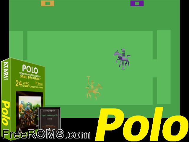 Polo Atari game showing 3D box cover and gameplay screenshot
