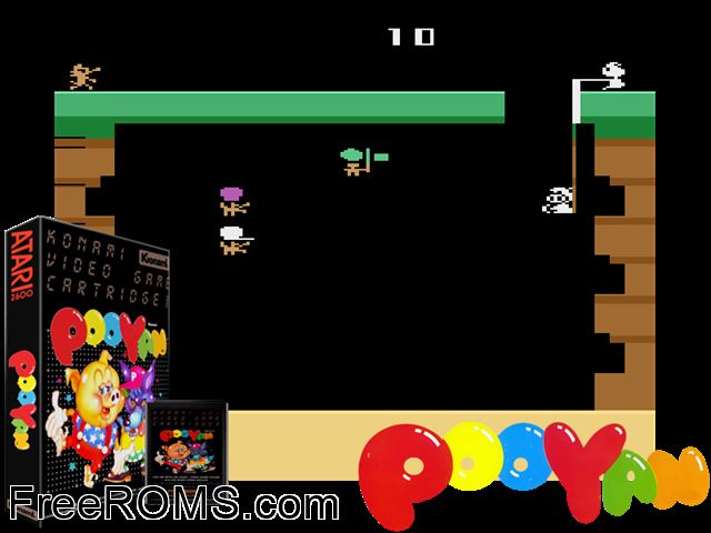 Pooyan Atari game showing 3D box cover and gameplay screenshot