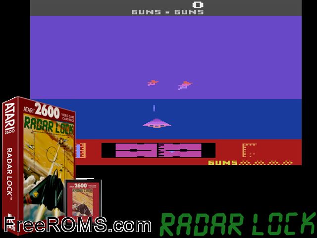 Radar Lock Atari game showing 3D box cover and gameplay screenshot