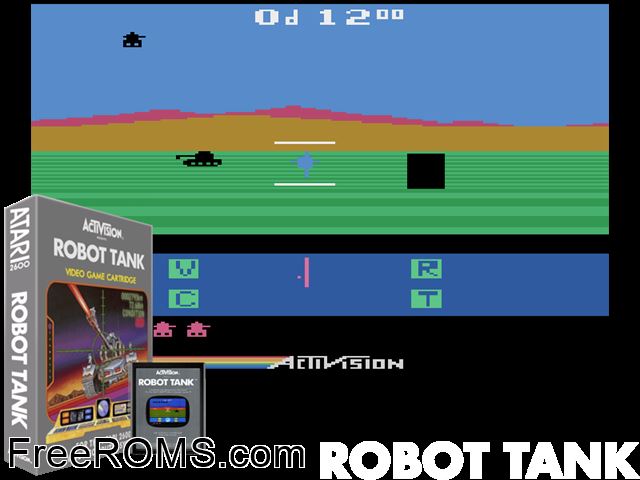 Robot Tank Atari game showing 3D box cover and gameplay screenshot