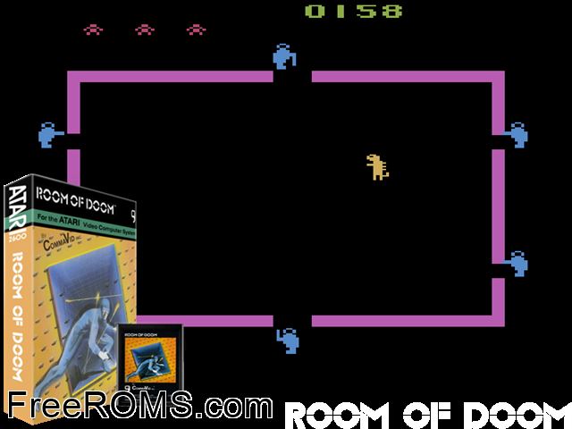 Room of Doom Atari game showing 3D box cover and gameplay screenshot