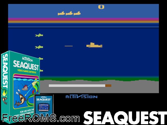 Seaquest Atari game showing 3D box cover and gameplay screenshot