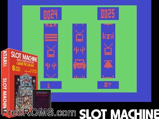Slot Machine Atari game showing 3D box cover and gameplay screenshot