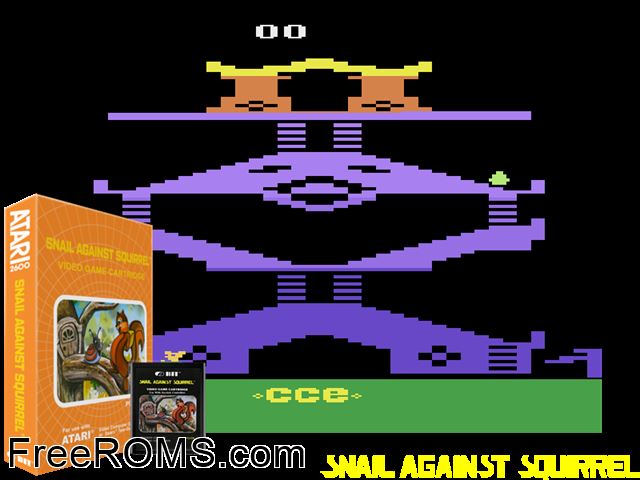 Snail Against Squirrel Atari game showing 3D box cover and gameplay screenshot