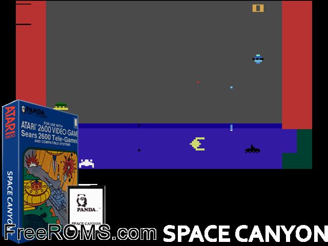 Space Canyon Atari game showing 3D box cover and gameplay screenshot
